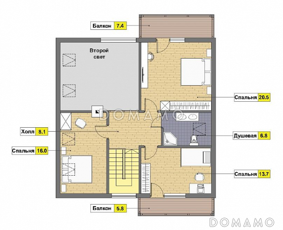 Проект дома из газобетона с угловой террасой / План 1 этажа