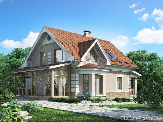 Проект дома из газобетона с мансардными окнами