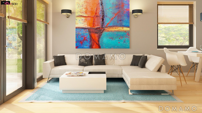 Проект одноэтажного дома из газобетона с кирпичными фасадами с тремя спальнями, светлой гостиной и угловым окном в кухне