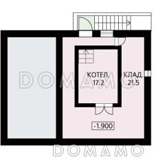 Проект дома из кирпича с зимним садом и небольшим подвальным помещением / План цокольного этажа