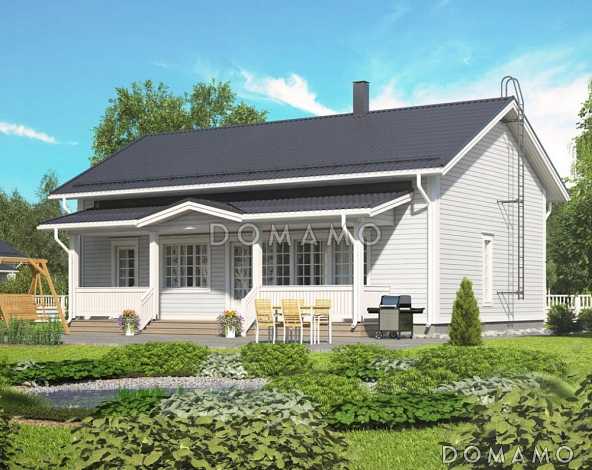 Проект каркасного дома с двускатной крышей