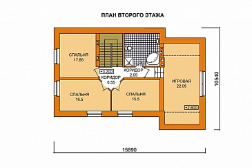 Проект дома из пеноблоков с террасой имеющей прозрачный навес / План мансардного этажа