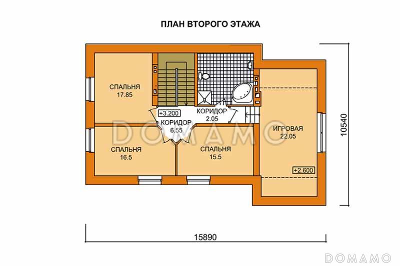 Проект дома из пеноблоков с террасой имеющей прозрачный навес / План мансардного этажа