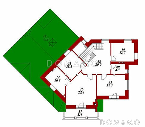 Проект двухэтажного дома с гаражом / План 2 этажа