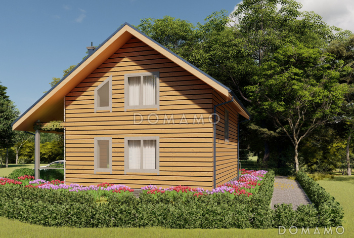 Проект двухэтажного дома с крытой и открытой террасами