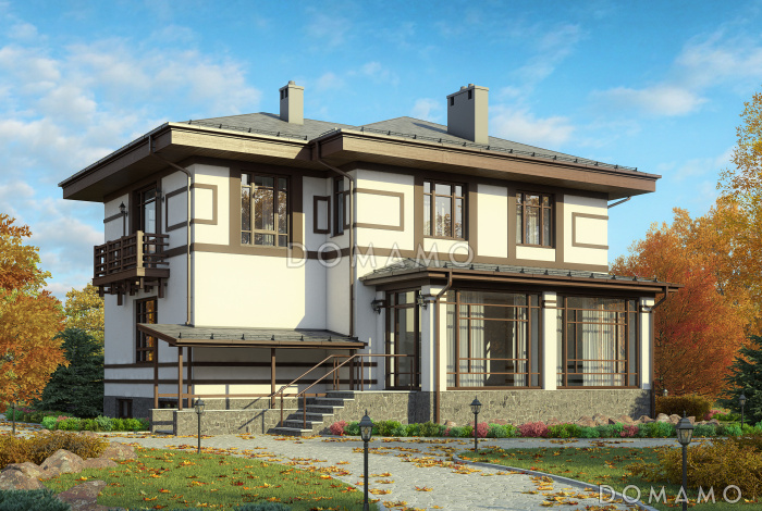 Проект дома из газобетона с цокольным этажом