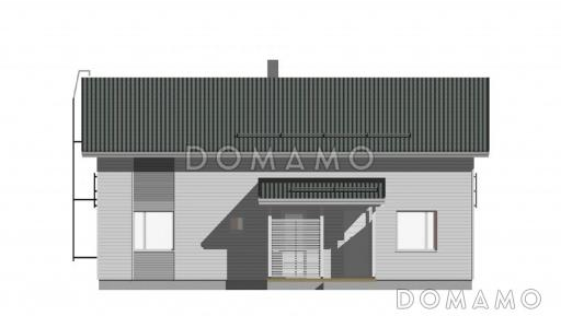 Проект современного двухэтажного каркасного дома с двускатной крышей / Фасад 3