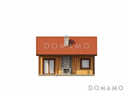 Проект маленького уютного одноэтажного дома из кирпича для круглогодичного проживания / Фасад 2