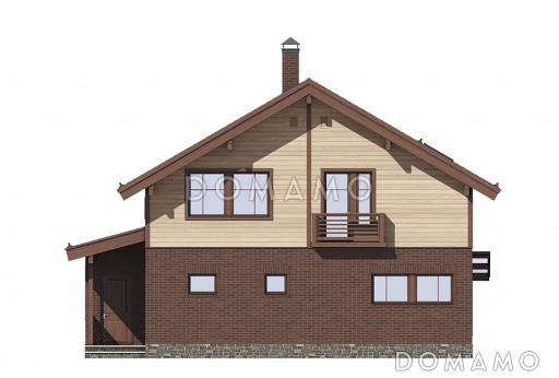 Проект дома с балконом над террасой / Фасад справа