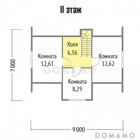 Проект дома 7х9 из бруса / План мансардного этажа