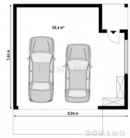 Проект гаража из газобетона для двух автомобилей  / План 1 этажа