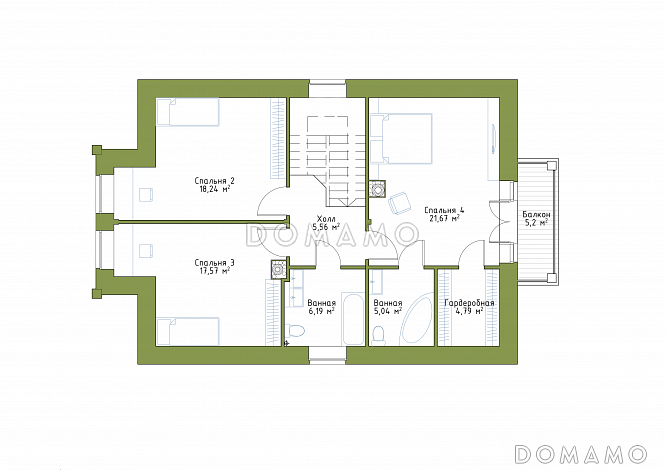 Проект небольшого особняка в классическом стиле из СИП панелей / План мансардного этажа