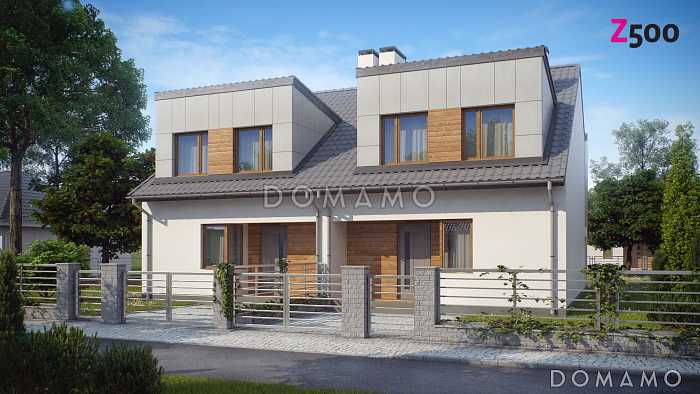 Проект компактных мансардных домов-близнецов из газобетона с изолированной кухней и тремя спальнями