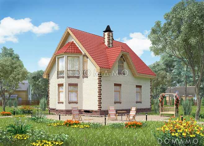 Проект экономичного коттеджа с остеклённым балконом.