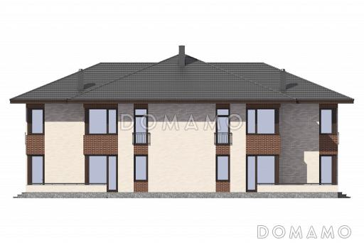 Проект двухэтажного дома-дуплекса из газобетона / Фасад 4