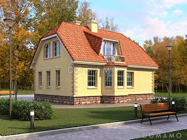 Проект каркасного коттеджа с лоджией в европейском стиле