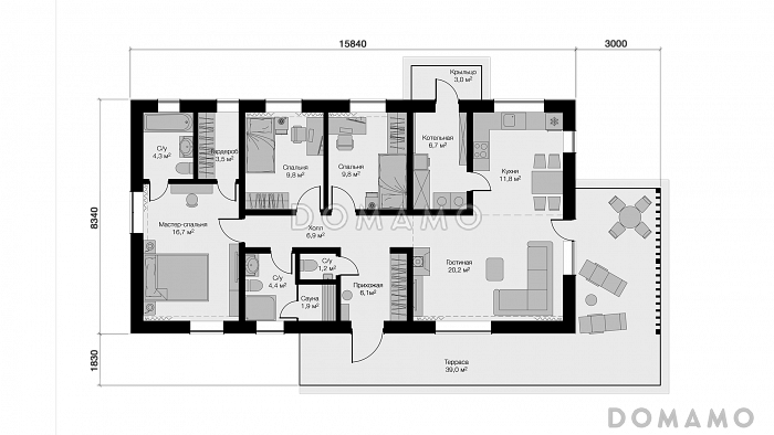 Пенаты S Моно / План 1 этажа