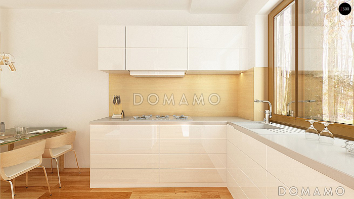 Проект компактного одноэтажного дома небольшой площади из газобетона с двумя спальнями 