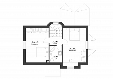 Проект уютного дома с мансардой и террасой / План мансардного этажа