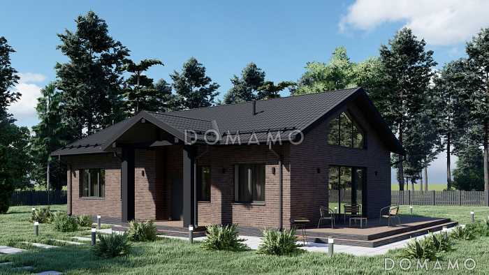 Проект одноэтажного дома с большими окнами S-108
