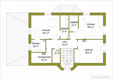 Проект коттеджа с большой террасой и французскими окнами / План 2 этажа
