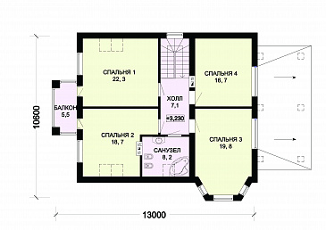 Проект дома из газобетона с прямоугольной гостиной / План мансардного этажа