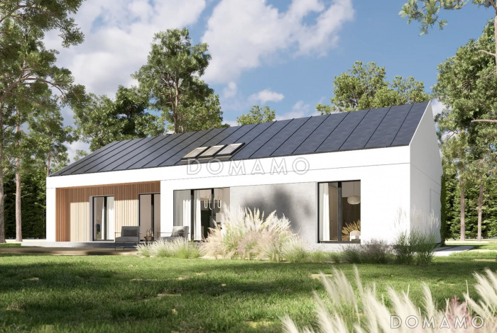 Проект дома в стиле барнхаус с террасой и панорамными окнами