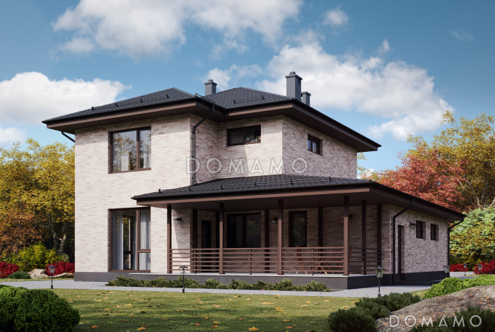 Проект дома с гаражом, мастер-спальней и комнатой на первом этаже