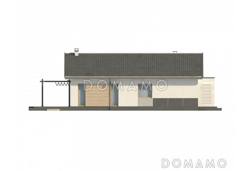 Проект простого уютного одноэтажного дома из газобетона с двумя спальнями / Фасад 2