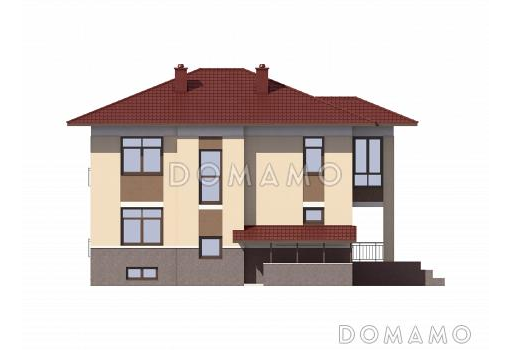 Проект кирпичного дома с подвалом / Фасад 3