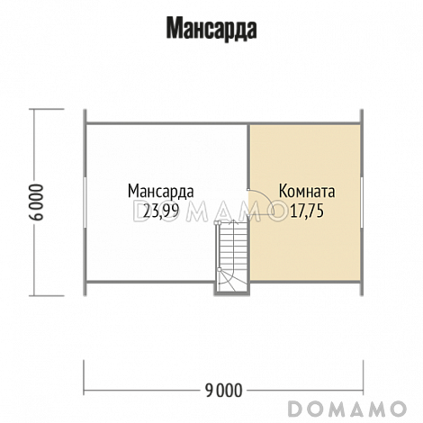 Проект дома из клееного бруса с туалетом / План мансардного этажа