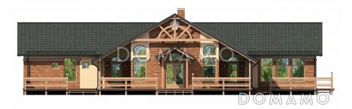 Проект большого одноэтажного дома с обширной террасой и приватной хозяйской территорией / Фасад 3