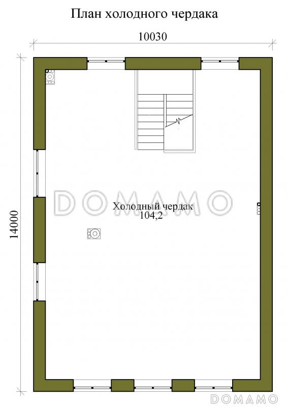 Проект трехэтажного каркасного дома с пятью спальнями, холодным чердаком и подвалом / План 3 этажа