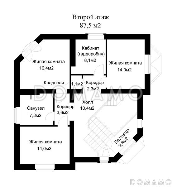 Проект загородного дома с эркером в гостиной / План мансардного этажа