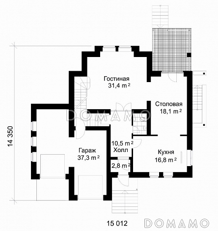 Проект коттеджа с билиардной и вторым светом / План 1 этажа
