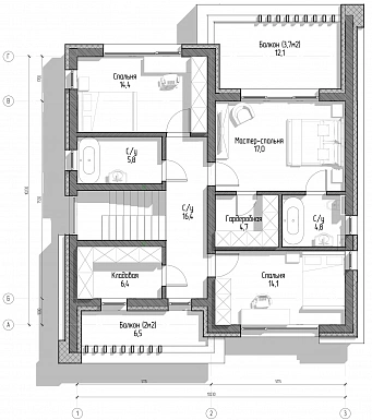 Дом за 100 дней , 2 этажа  / План 2 этажа