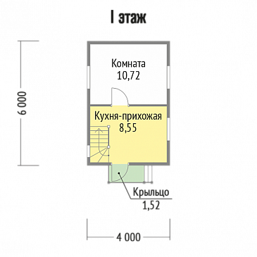 Проект маленького дома из клееного бруса / План 1 этажа
