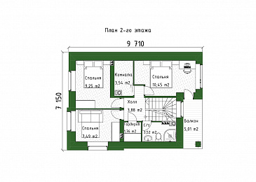 Проект дома с мансардой, балконом, террасой и сауной / План мансардного этажа