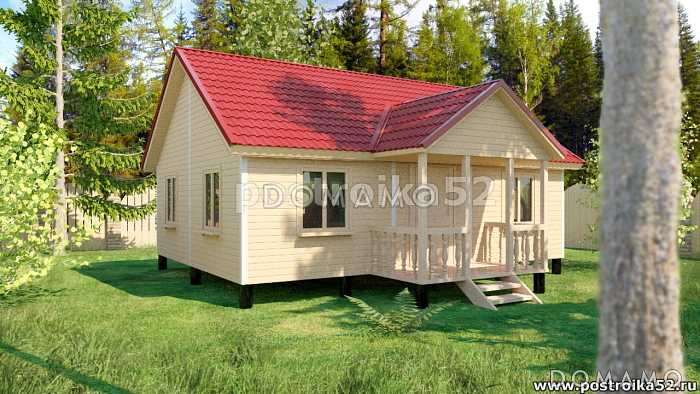 Проект одноэтажного каркасного дачного дома Прима 1