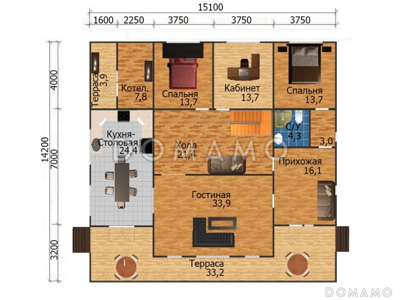 Проект дома для большой семьи / План 1 этажа