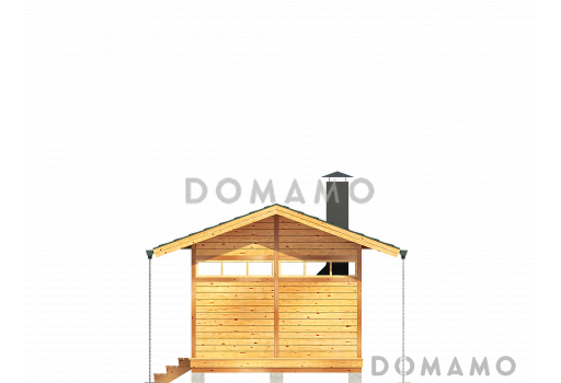 Проект деревяной, каркасной беседки с зеленой крышей и барбекю / Фасад 2