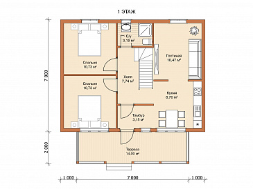Каркасный дом "Мелитта" / План 1 этажа