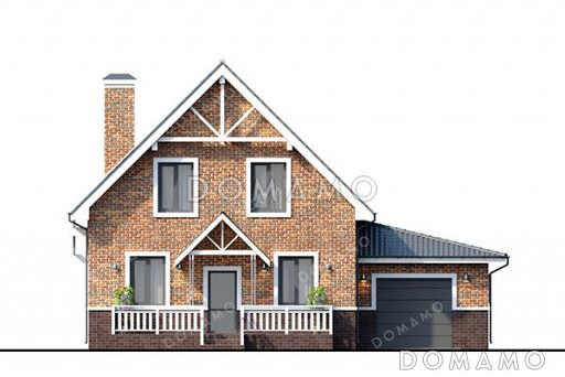 Проект дома с большими спальнями, гаражом и просторной террасой / Фасад 1