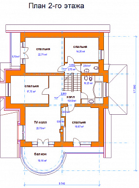 Проект коттеджа с высокой крышей / План 2 этажа