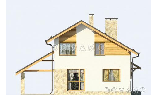 Проект загородного дома с мансардой и навесом для машины / Фасад 4