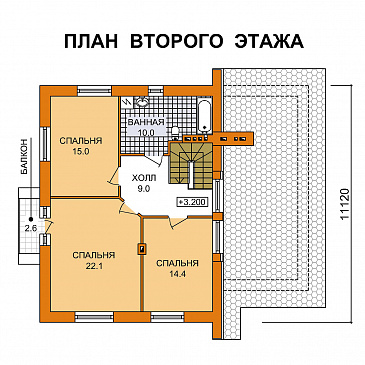 Проект дома из пеноблоков с выразительным дизайном фасадов / План мансардного этажа