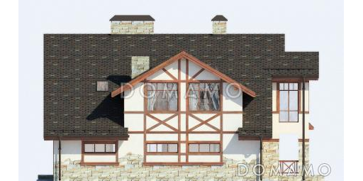 Проект дома из газобетона с гаражом на два автомобиля и бильярдной комнатой / Фасад 4