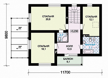 Проект уютного дома с небольшим зимним садом / План мансардного этажа