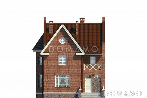 Частный дом с эркером, крытой террасой, балконом, большой кладовой на мансарде / Фасад 1