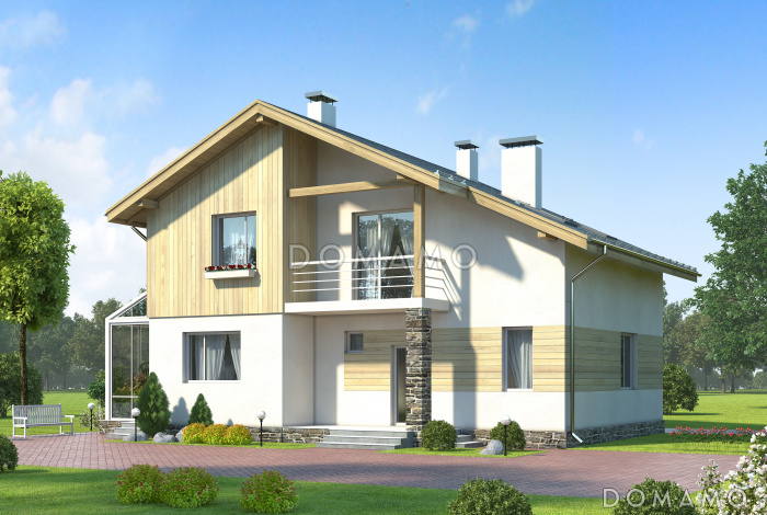 Проект уютного дома с небольшим зимним садом